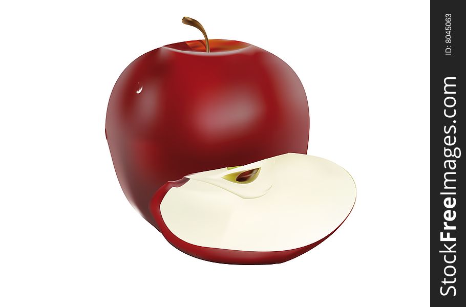 Red apple with slice