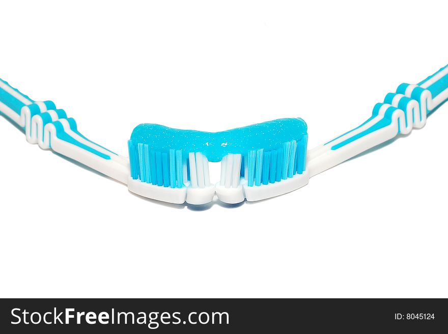 Two tooth-brush  isolated on the white background