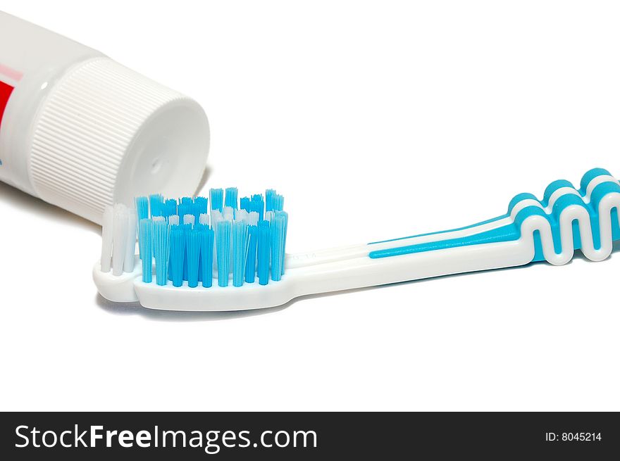 Tooth-brush and paste  isolated on the white background