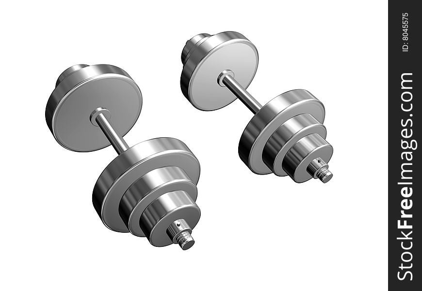 Chrome barbells isolated on white