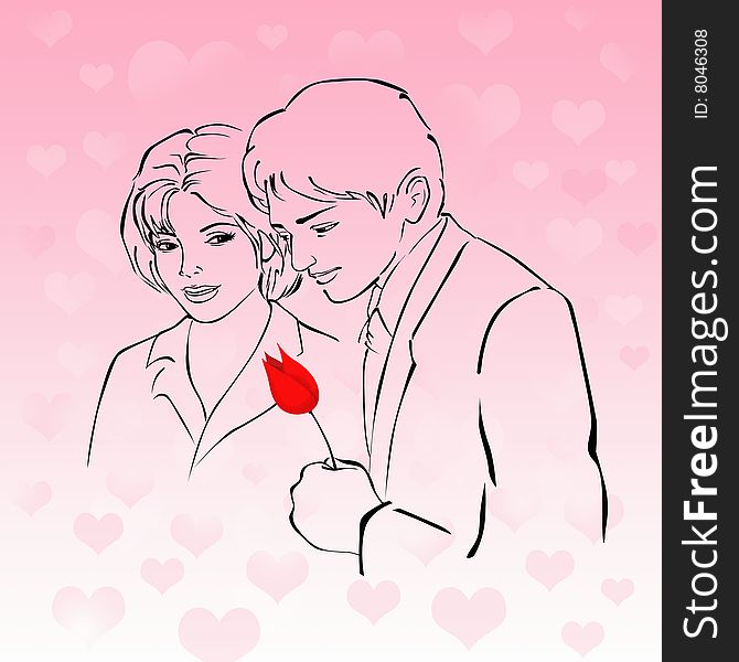 Greeting valentine card with couple. Greeting valentine card with couple