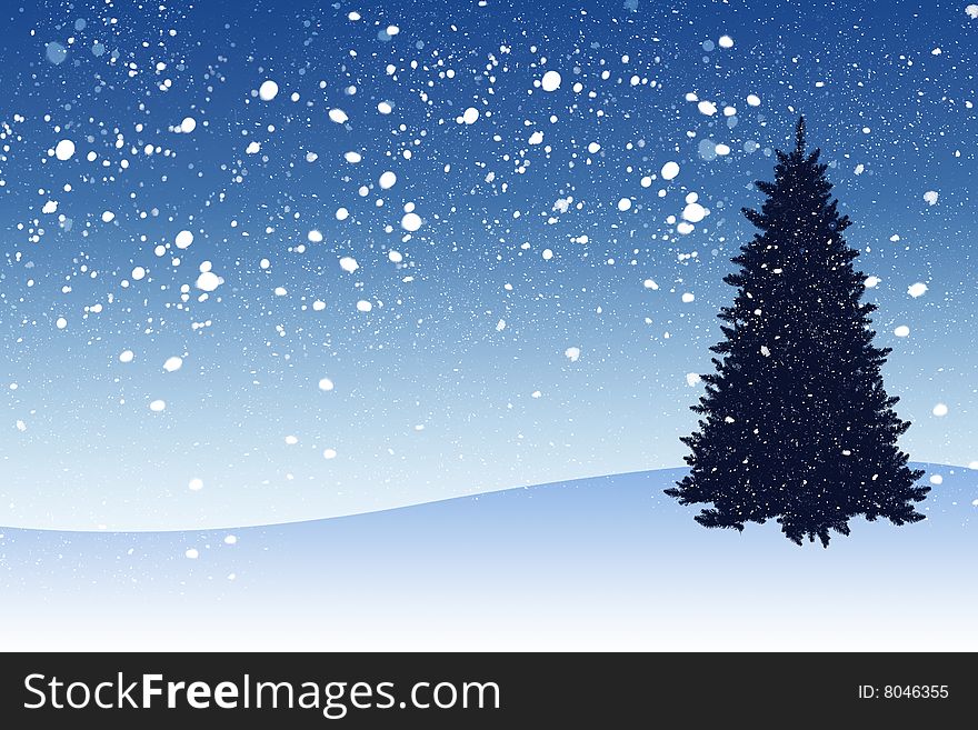 Christmas card illustration with snow. Christmas card illustration with snow