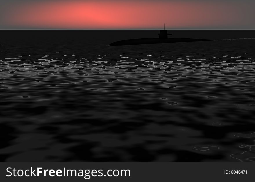 Submarine representation in this graphic illustration.