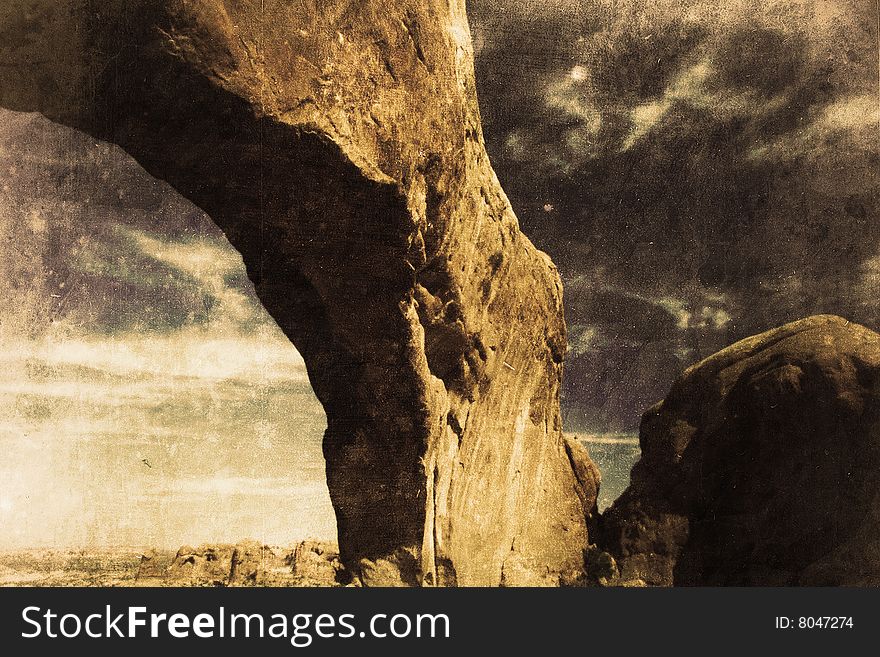 The Arches National Park USA retro look