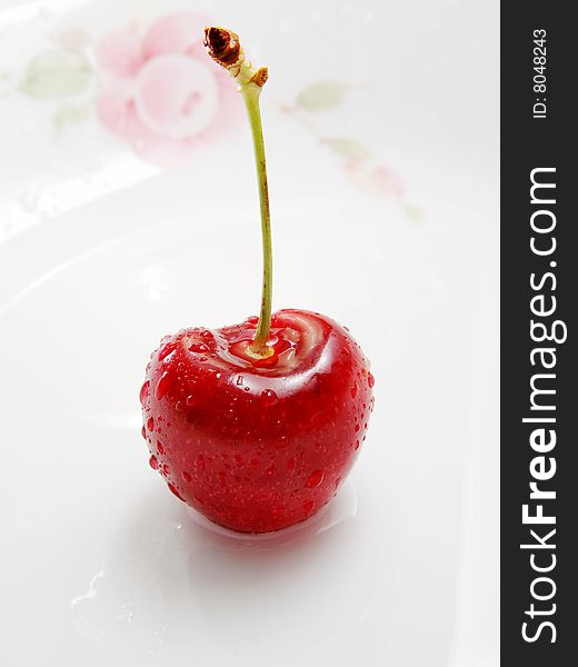 Macro image of Cherry isolated on white.