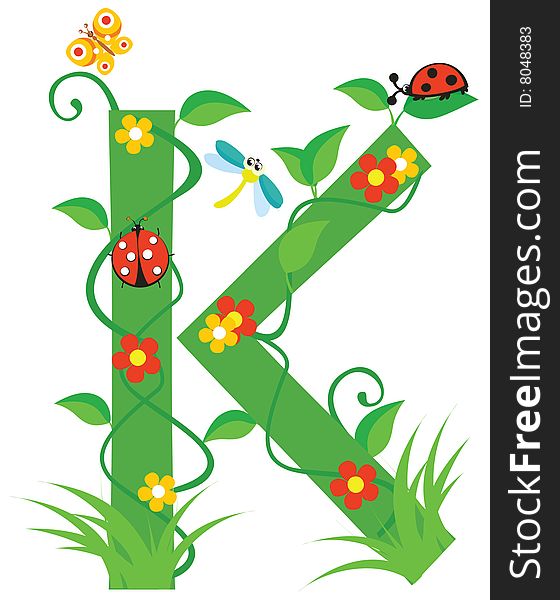Letter with flowers for design. Letter with flowers for design