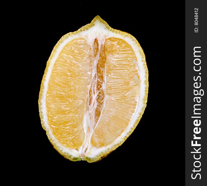 Section of lemon  isolated on white background