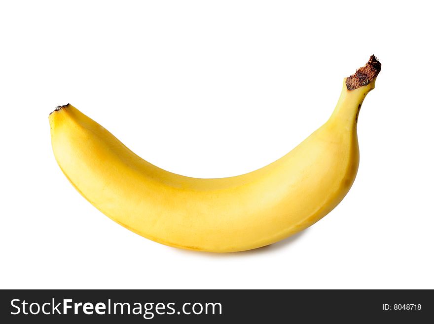 Single banana isolated on white