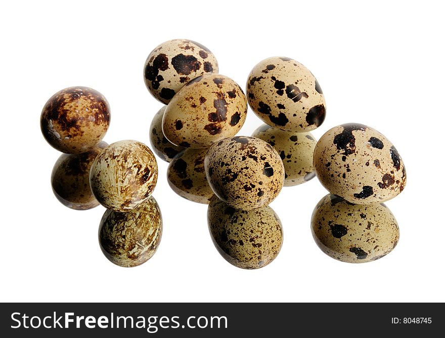 Quail eggs isolated on white