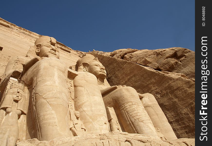 Abu Simbel, a set of two temples near the border of Egypt with Sudan.