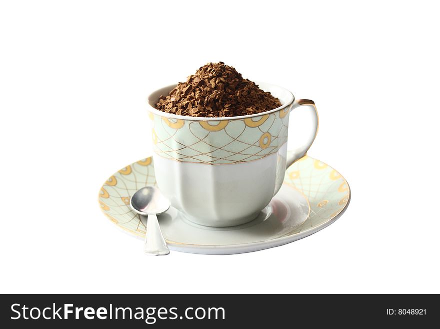 Isolated coffee cup with granules inside