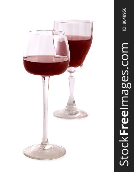 Two glass of red wine isolated on white
