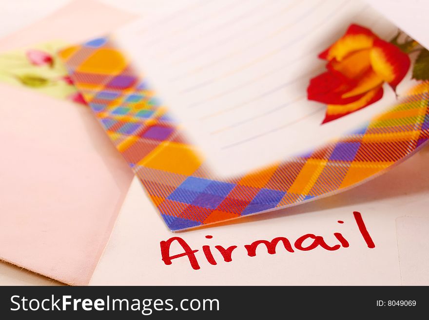 Air mail and envelope for contact. Air mail and envelope for contact