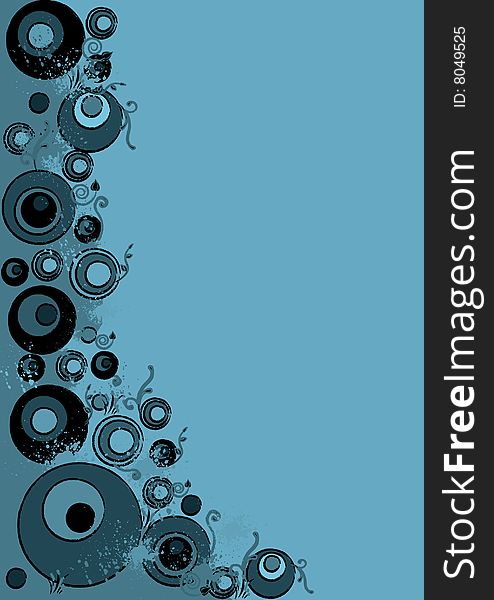 Blue grunge and abstract background with different size circles. Blue grunge and abstract background with different size circles