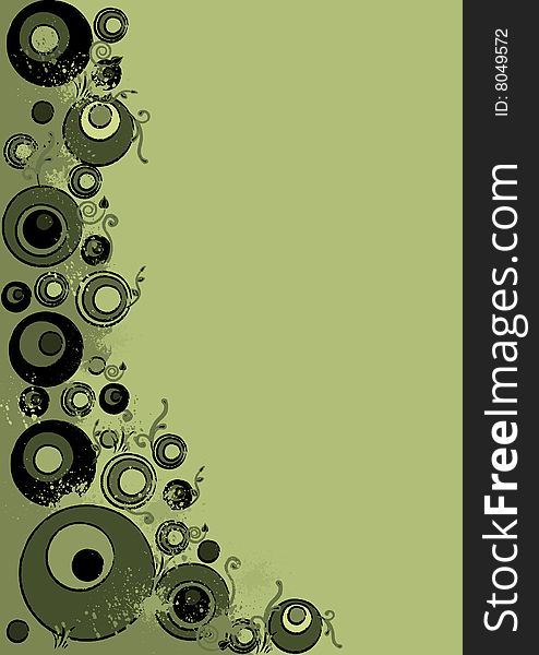 Green grunge and abstract background with different size circles. Green grunge and abstract background with different size circles