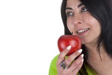 Young Woman Holding Healthy Red Apple In The Hands Royalty Free Stock Images Young Woman Holding Healthy Red Apple In The Hands Royalty Free Stock Images