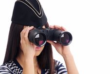 Woman Looking Through Binoculars Royalty Free Stock Photo Woman Looking Through Binoculars Royalty Free Stock Photo