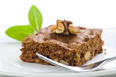 Hot Chocolate Brownie With Walnuts And Vanilla Royalty Free Stock Photo Hot Chocolate Brownie With Walnuts And Vanilla Royalty Free Stock Photo