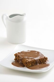 Hot Chocolate Brownie With Walnuts And Vanilla Royalty Free Stock Photo Hot Chocolate Brownie With Walnuts And Vanilla Royalty Free Stock Photo