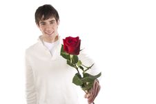 Man Holds A Rose Royalty Free Stock Photo
