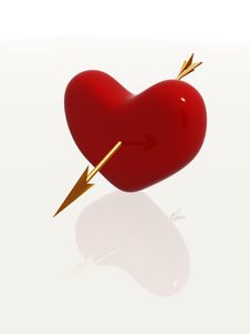Red Heart With Golden Arrow Royalty Free Stock Image Red Heart With Golden Arrow Royalty Free Stock Image