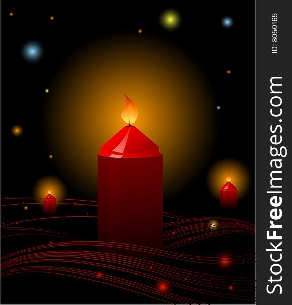 Candles in red with black dark background. Candles in red with black dark background