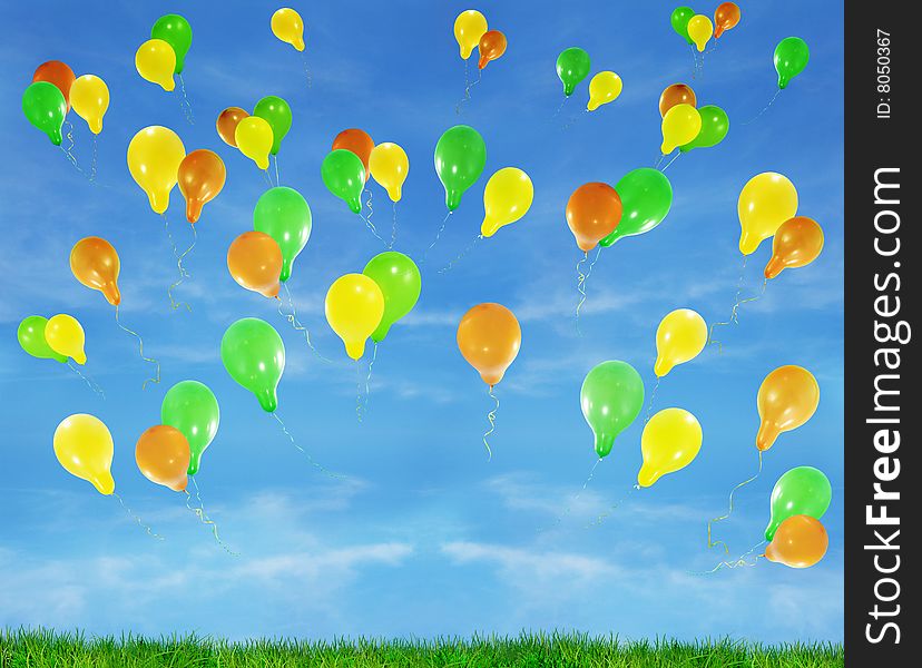 Balloons In The Blue Blue Sky