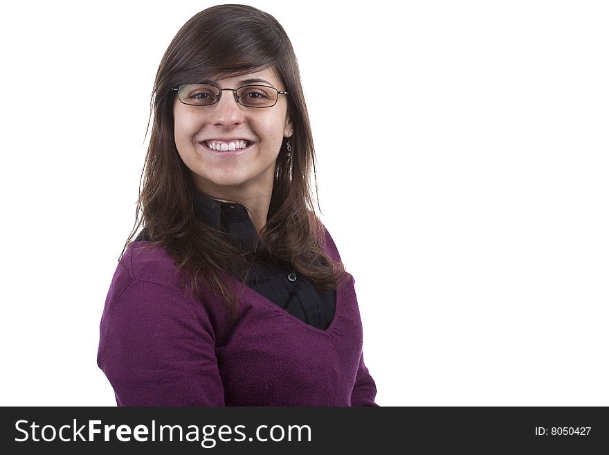 Young Beautiful Businesswoman With Glasses