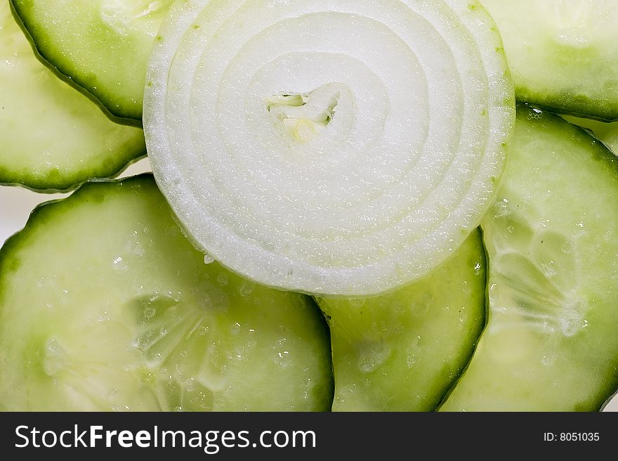 Vegetarian Food background. Green cucumber