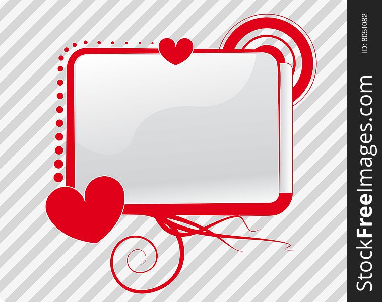Vector os a screen framed and adorned with hearts shapes and dots. Vector os a screen framed and adorned with hearts shapes and dots