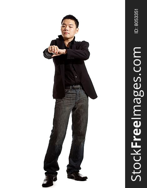 Stylish asian young guy in black formal attire. Stylish asian young guy in black formal attire