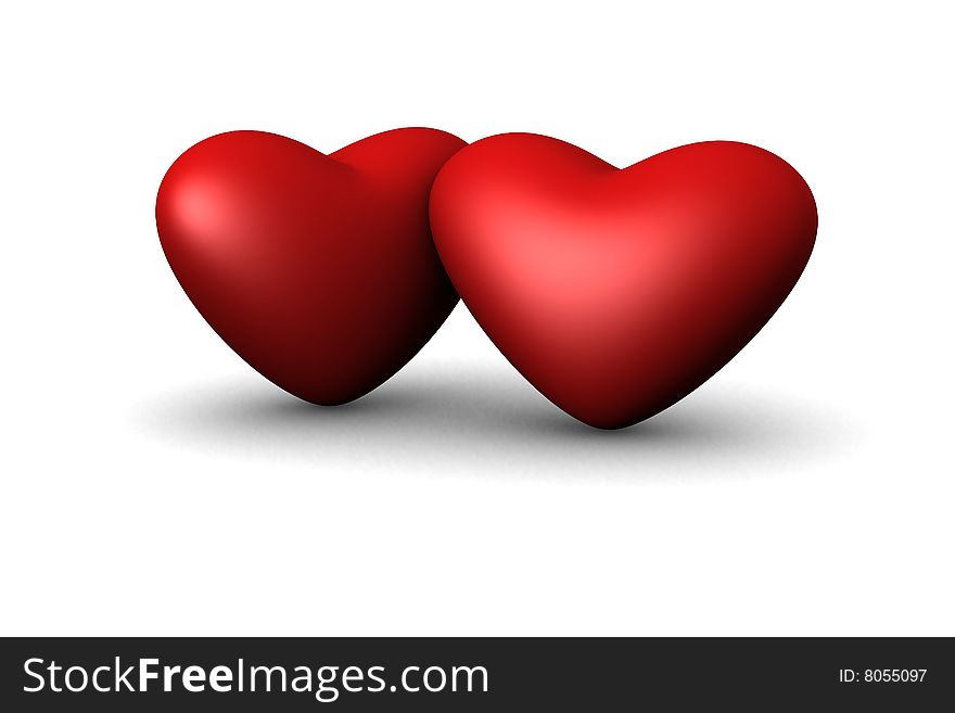 A pair of hearts isolated on white background. A pair of hearts isolated on white background