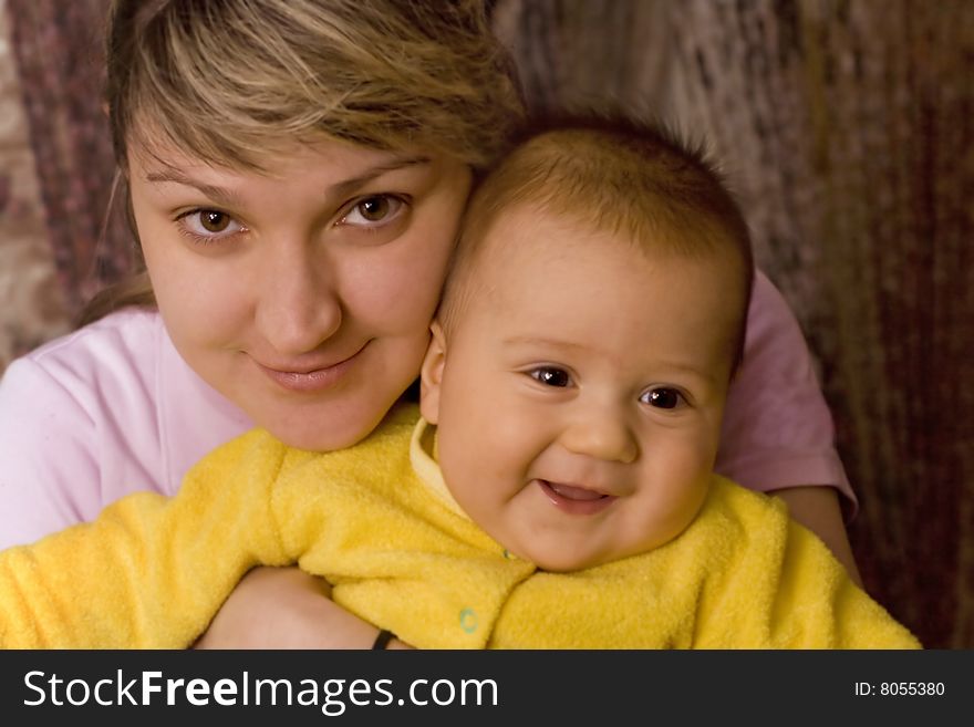 Mother keeps son in his hands. Mother keeps son in his hands