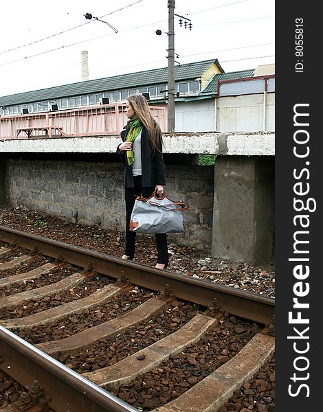 A girl waiting for the train