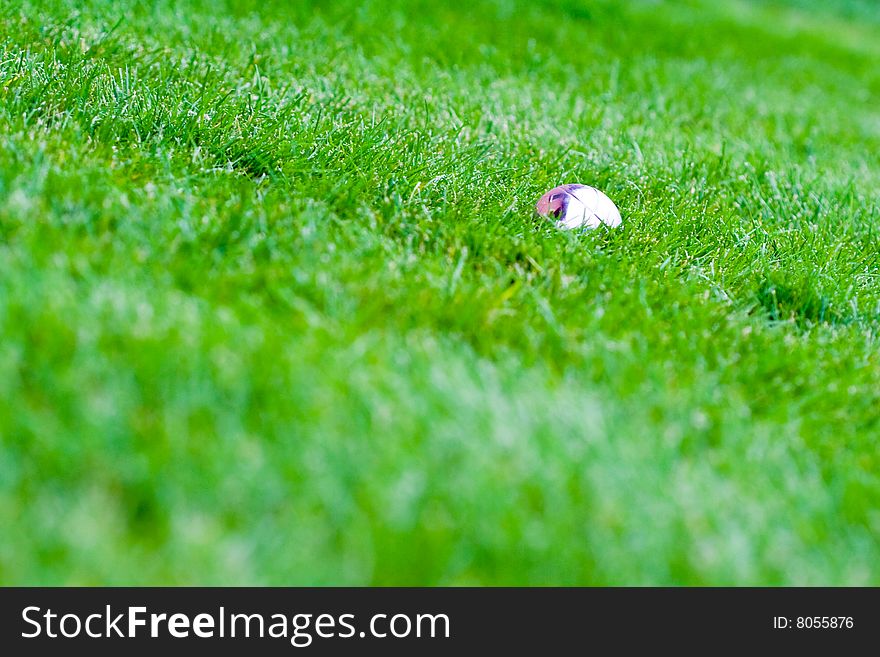 Bocce balls sitting in the green grass. Bocce balls sitting in the green grass