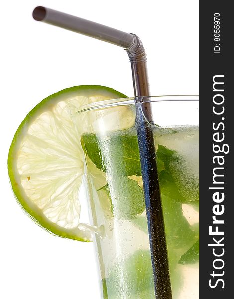 Mojito cocktail isolated on white background