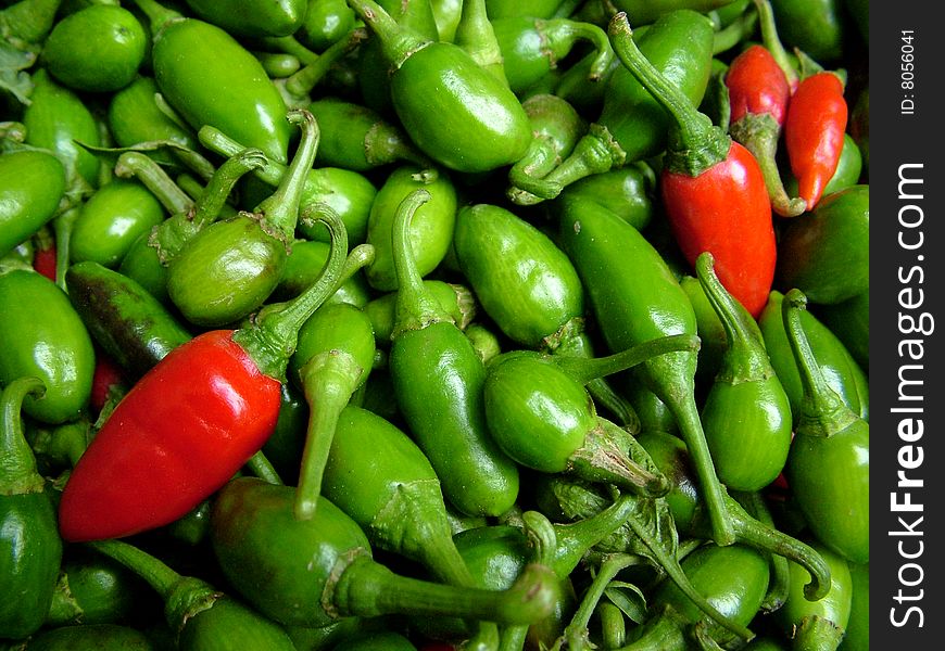Fresh Green And Red Chilli