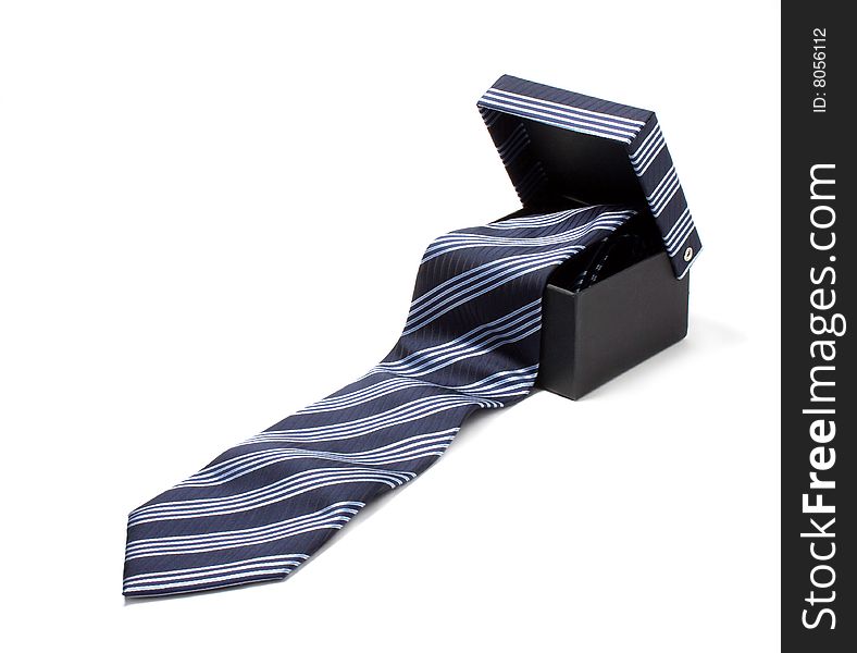 Blue tie.Isolated on white.