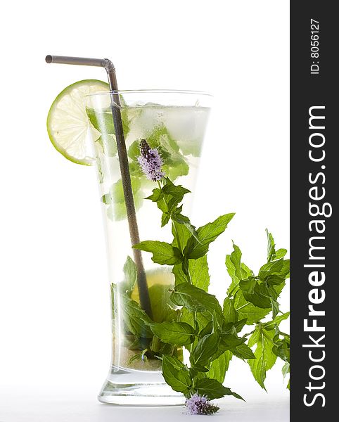 Mojito cocktail isolated on white background