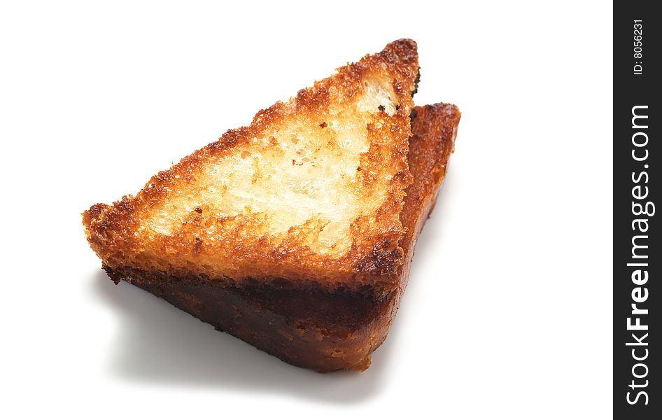 Two toast isolated on a white background.