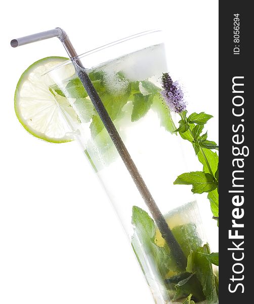 Mojito cocktail isolated on white background