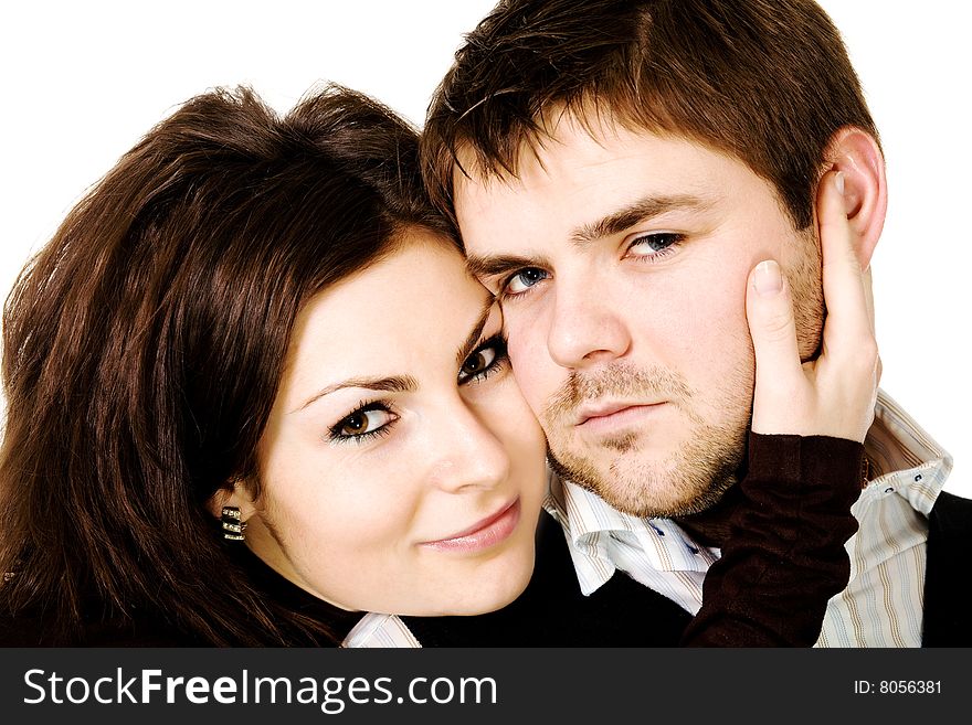 Stock photo: love theme: a portrait of a man and a woman embracing