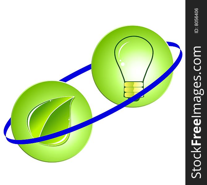 Vector green energy recycling bulb icon.