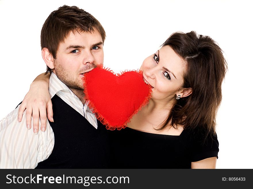 Stock photo: love theme: an image of a happy loving couple with a heart