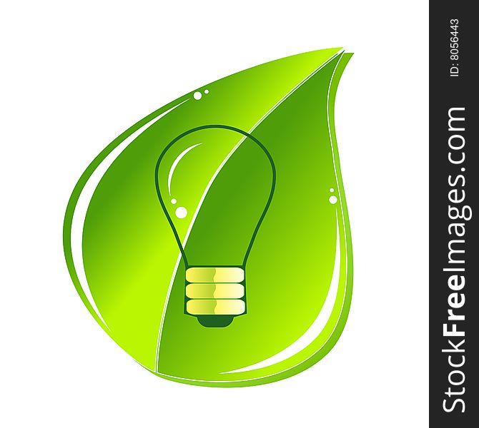 Vector green energy recycling bulb icon.