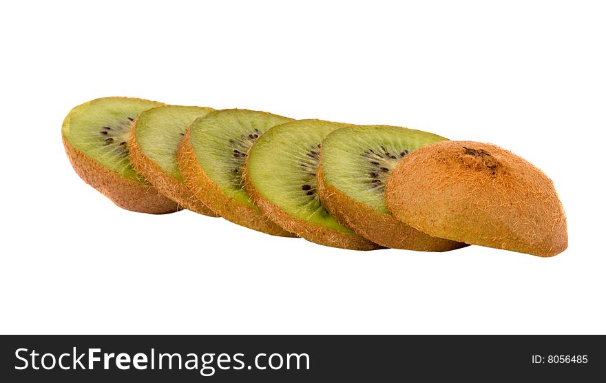 Slices of kiwi fruit isolated on white background