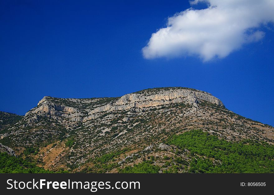 A hill with blue sky in croatia