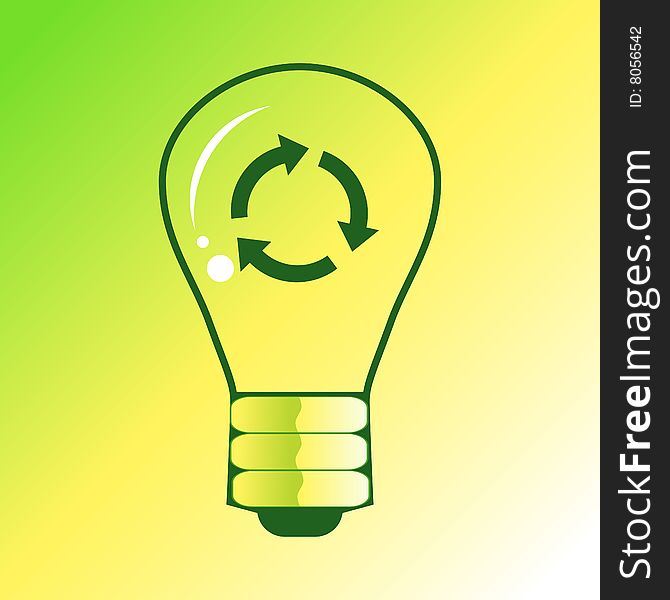 Vector green energy recycling bulb icon.