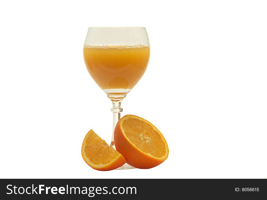 Fresh orange juice isolated on a white