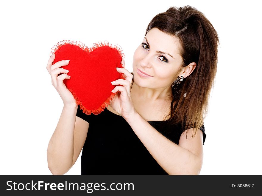 Stock photo: love theme: an image of woman with red heart